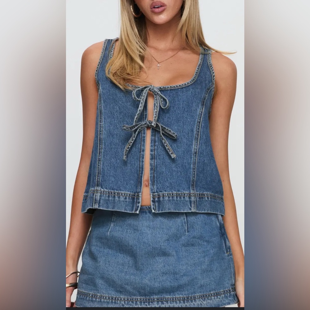 Denim Tie Front Vest